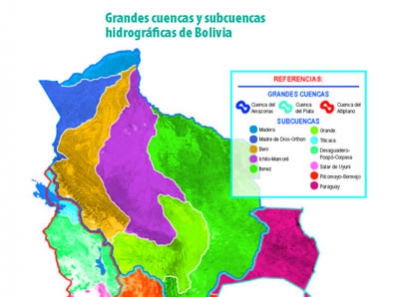 Grandes cuencas y subcuencas hidrográficas de Bolivia